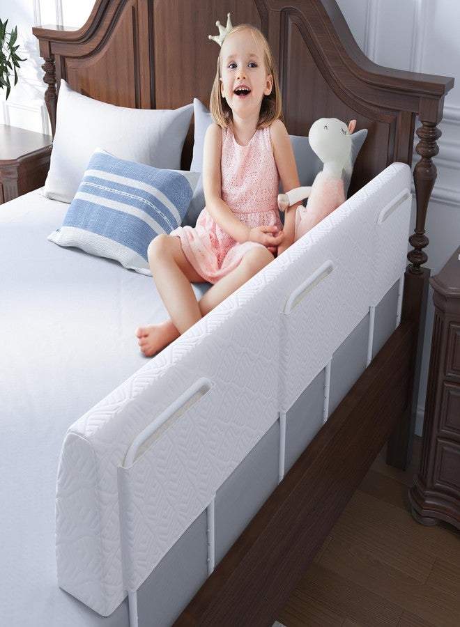 FigTime Bed Bumper for Toddlers, Foam Bed Rail for Toddlers, Toddler Bed Rail Bumper, Soft Safety Bed Guard Rail for Kids, Bed Side Rail for Twin, Full, Queen & King Beds (White, 59", 3-Bracket) - Image 1